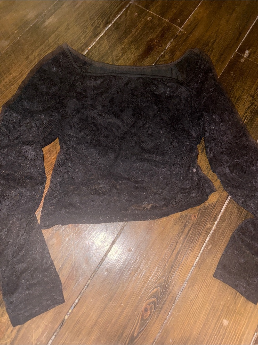 Amazon Black Lace Long Sleeve Crop Top